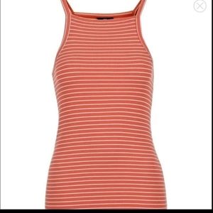 Topshop Orange & White Racerback Halter Dress